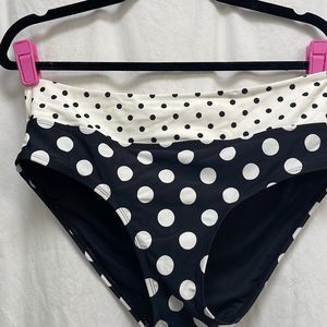 Polka dot large bikini bottom with gold over hem